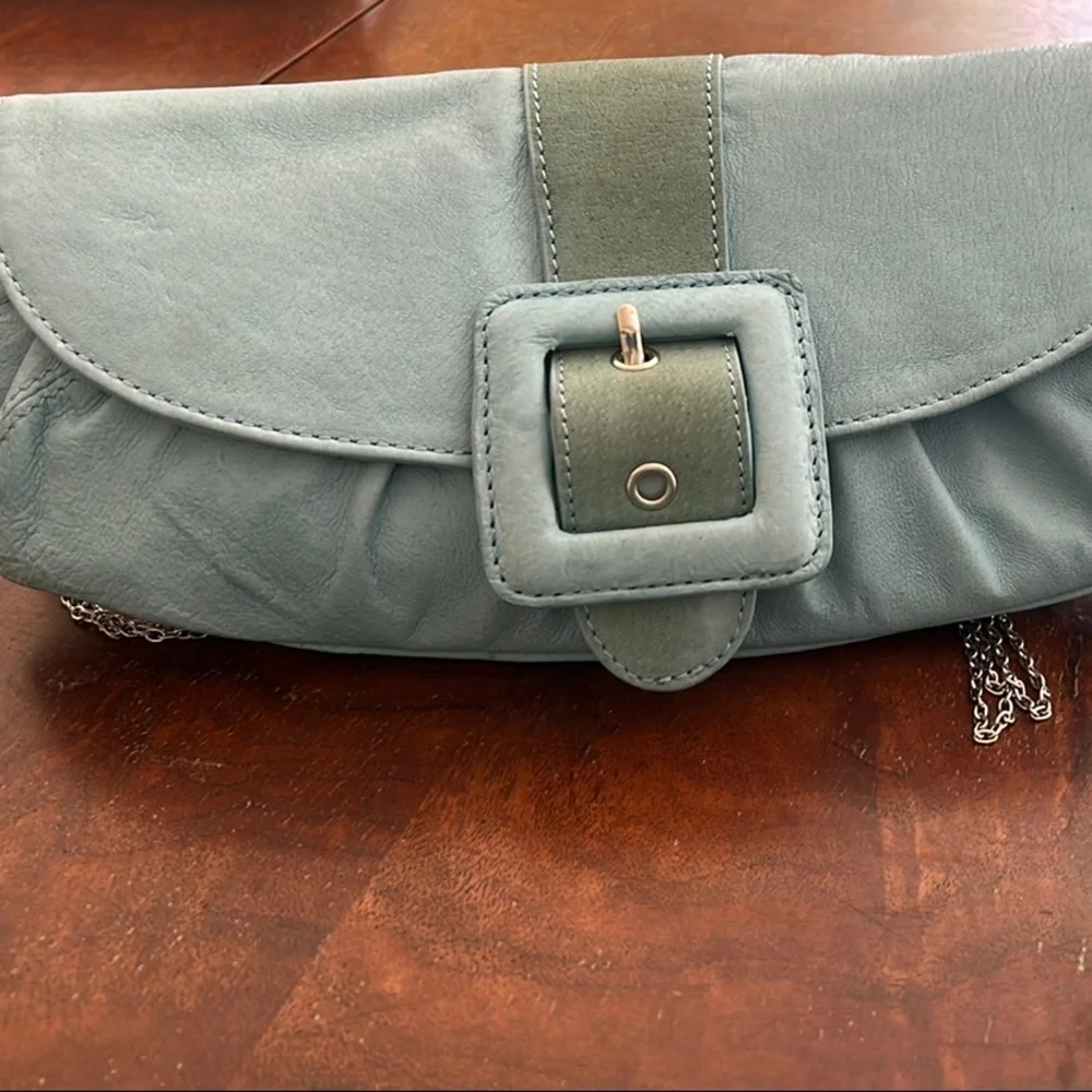 Naturalizer Blue Clutch with Buckle and Chain Strap